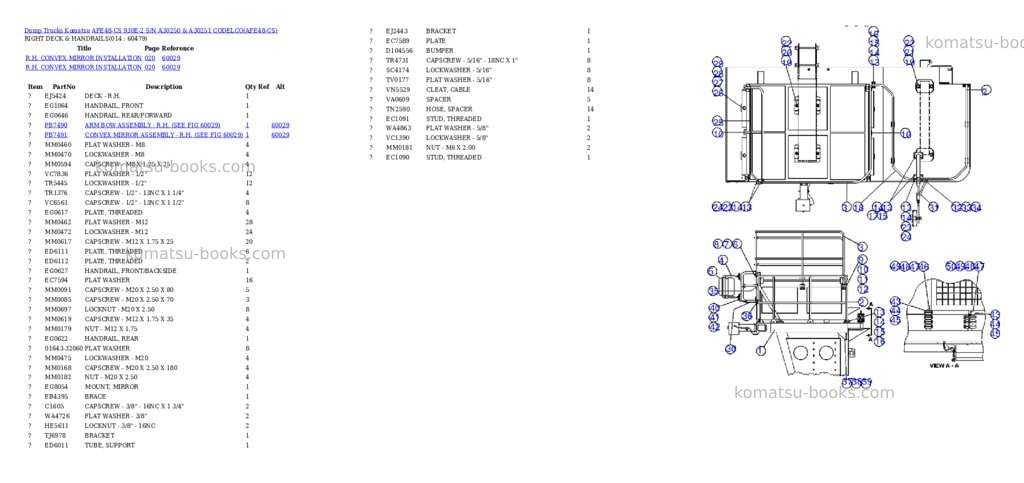 Komatsu afe48-cs 930e-2 s/n a30250 & a30251 codelco Parts catalog cover Page 7 Komatsu afe48-cs 930e-2 s/n a30250 & a30251 codelco Parts catalog cover Page 7
