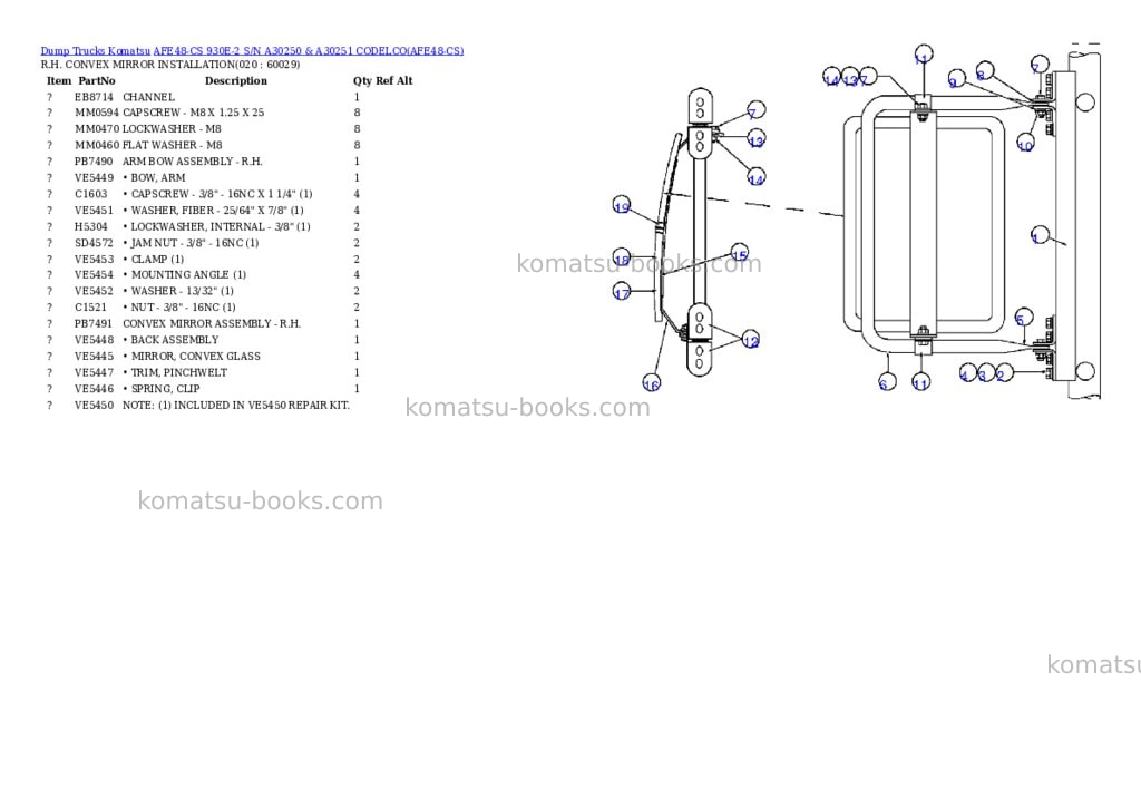 Komatsu afe48-cs 930e-2 s/n a30250 & a30251 codelco Parts catalog cover Page 9 Komatsu afe48-cs 930e-2 s/n a30250 & a30251 codelco Parts catalog cover Page 9