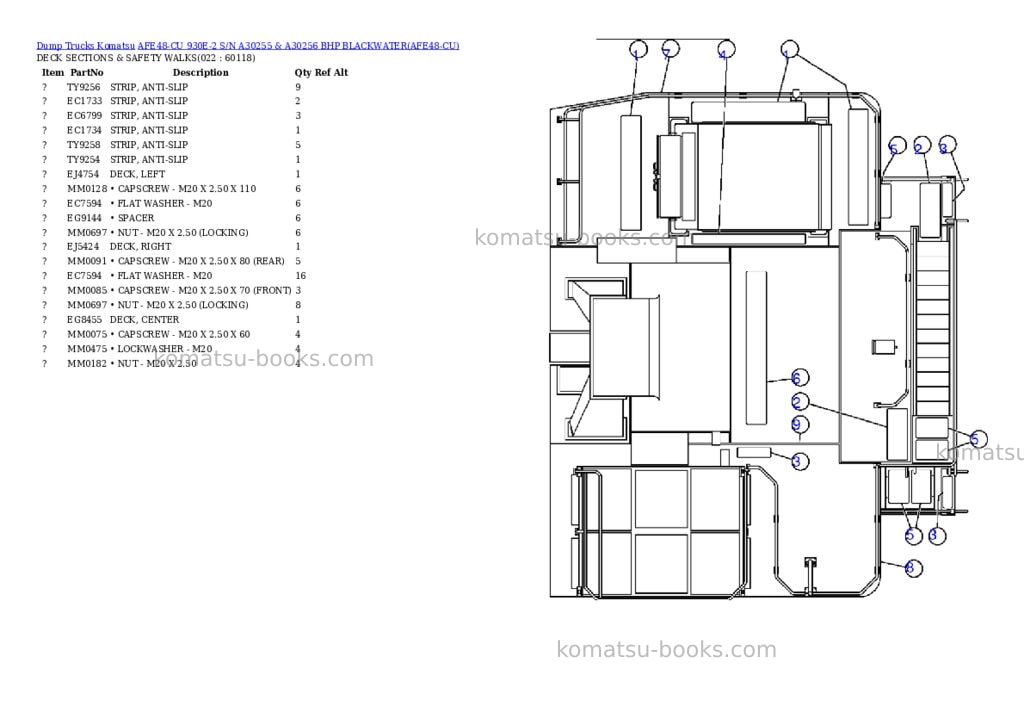 Komatsu afe48-cu 930e-2 s/n a30255 & a30256 bhp blackwater Parts catalog cover Page 10