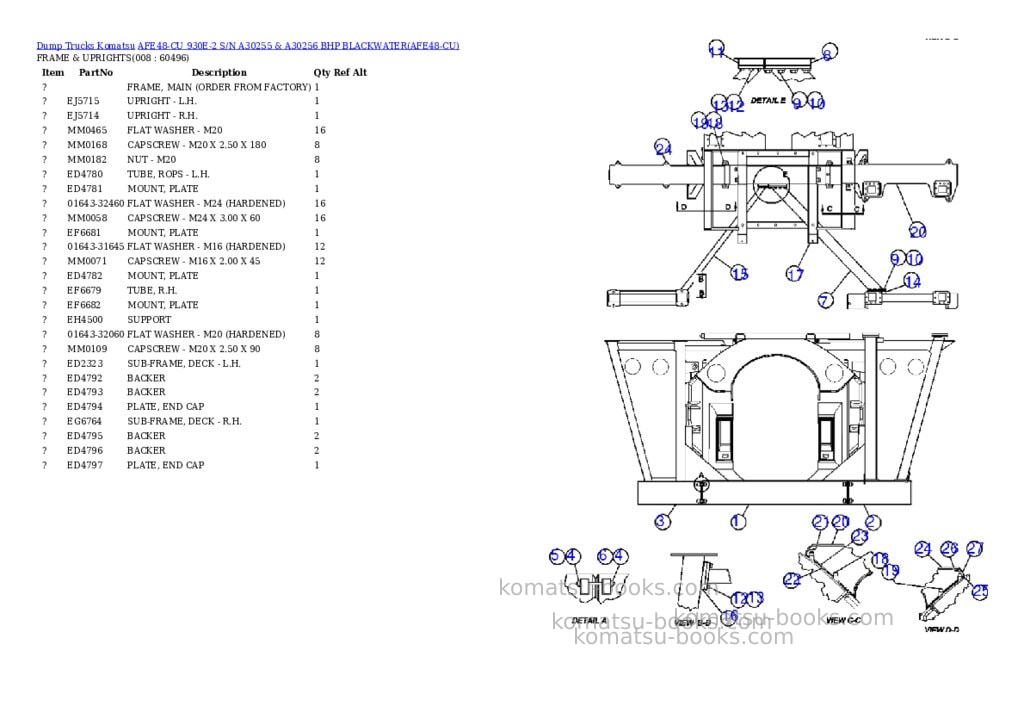 Komatsu afe48-cu 930e-2 s/n a30255 & a30256 bhp blackwater Parts catalog cover Page 4