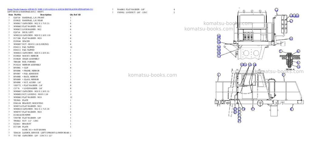 Komatsu afe48-cu 930e-2 s/n a30255 & a30256 bhp blackwater Parts catalog cover Page 6