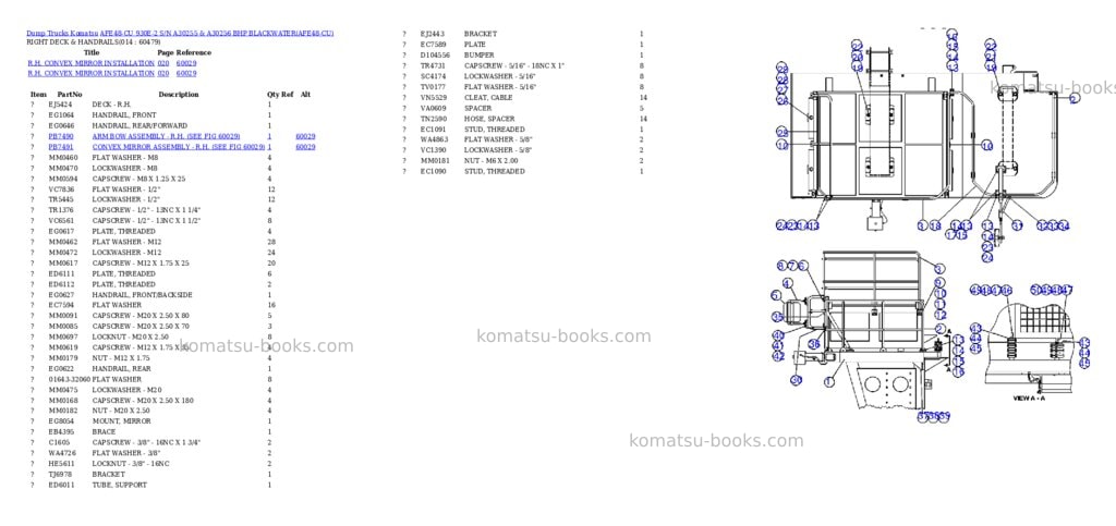 Komatsu afe48-cu 930e-2 s/n a30255 & a30256 bhp blackwater Parts catalog cover Page 7