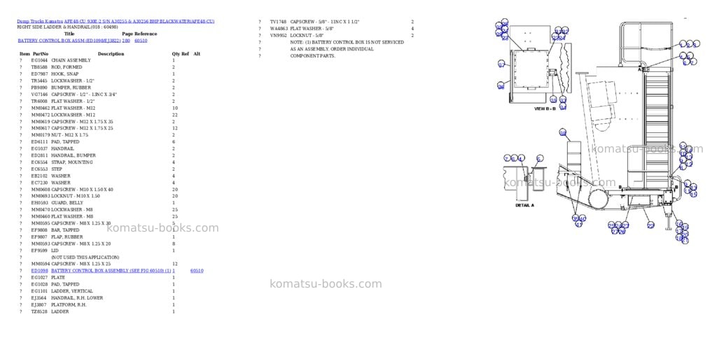 Komatsu afe48-cu 930e-2 s/n a30255 & a30256 bhp blackwater Parts catalog cover Page 8