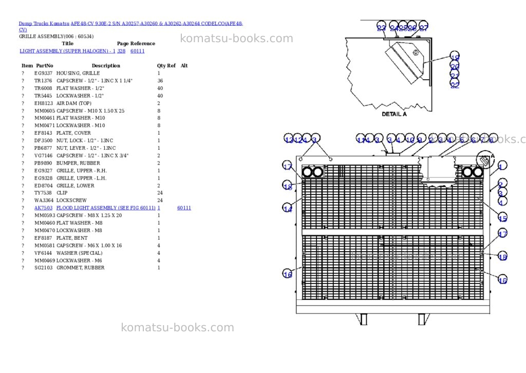 Komatsu afe48-cv 930e-2 s/n a30257-a30260 & a30262-a30264 codelco Parts catalog cover Page 3 Komatsu afe48-cv 930e-2 s/n a30257-a30260 & a30262-a30264 codelco Parts catalog cover Page 3
