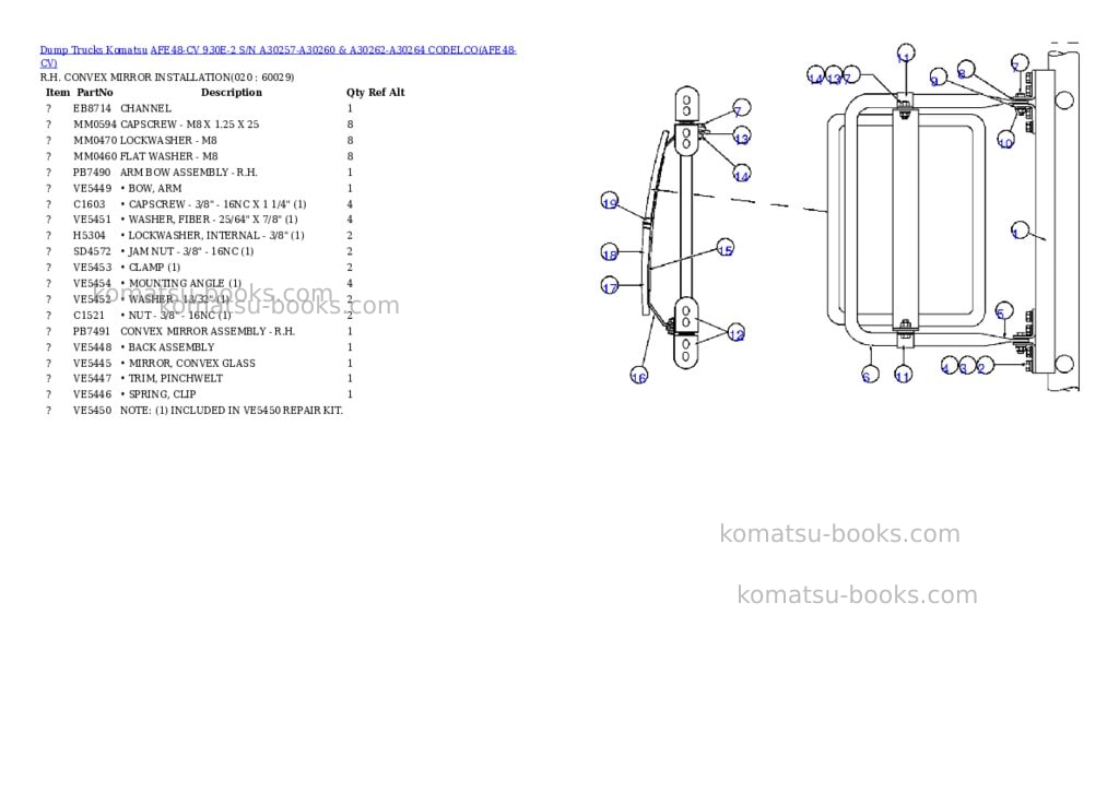 Komatsu afe48-cv 930e-2 s/n a30257-a30260 & a30262-a30264 codelco Parts catalog cover Page 9 Komatsu afe48-cv 930e-2 s/n a30257-a30260 & a30262-a30264 codelco Parts catalog cover Page 9
