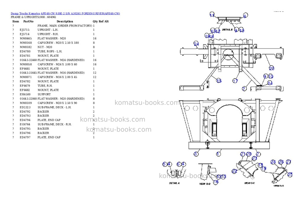 Komatsu afe48-cw 930e-2 s/n a30261 fording river Parts catalog cover Page 4