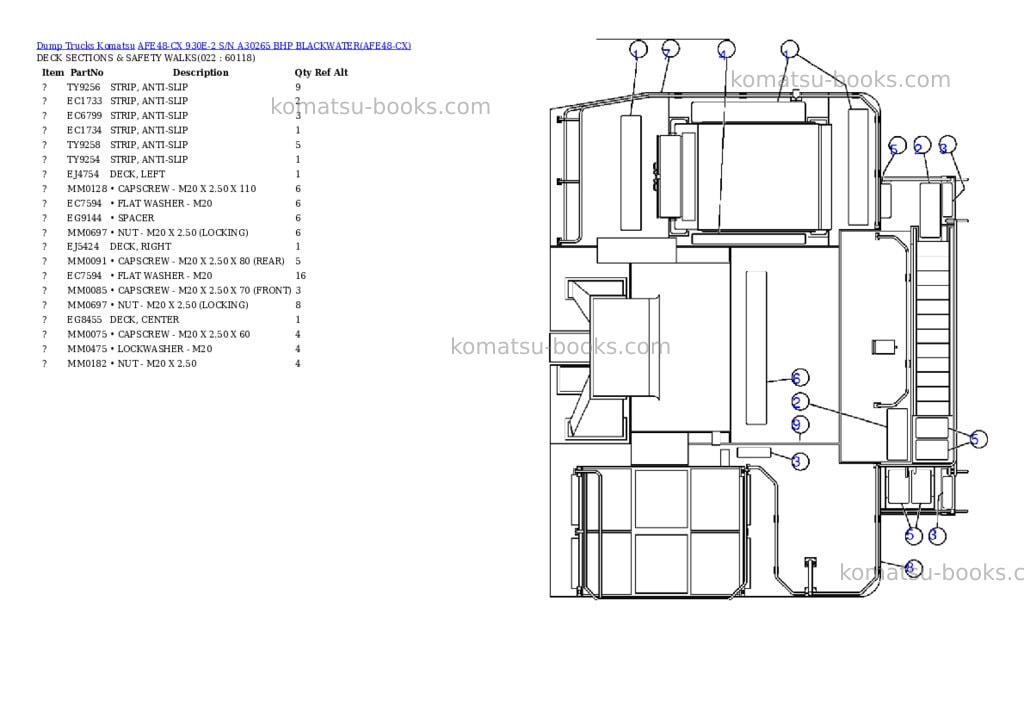Komatsu afe48-cx 930e-2 s/n a30265 bhp blackwater Parts catalog cover Page 10 Komatsu afe48-cx 930e-2 s/n a30265 bhp blackwater Parts catalog cover Page 10