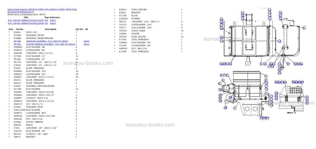 Komatsu afe48-cy 930e-2 s/n a30266 & a30267 arch coal blackthunder Parts catalog cover Page 7
