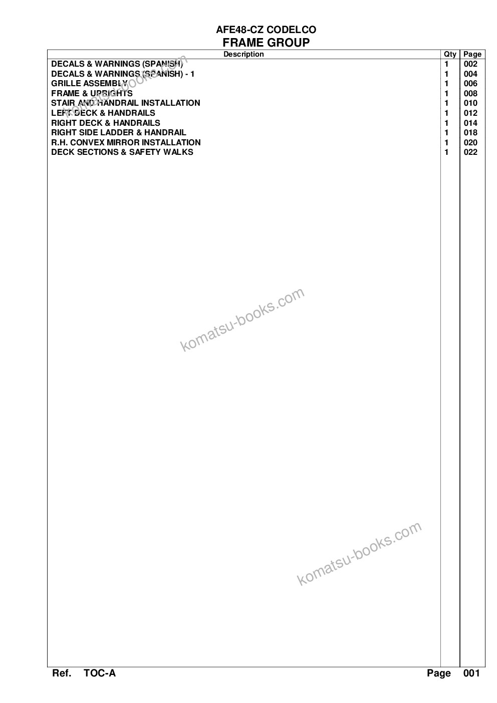 Komatsu afe48-cz 930e-2 s/n a30268 codelco Parts catalog cover Page 3