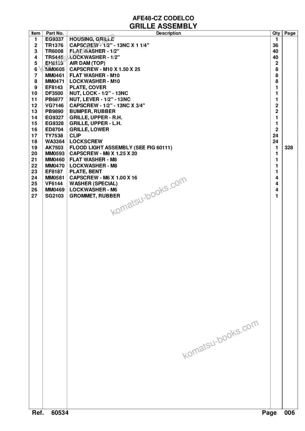 Komatsu afe48-cz 930e-2 s/n a30268 codelco Parts catalog cover Page 9