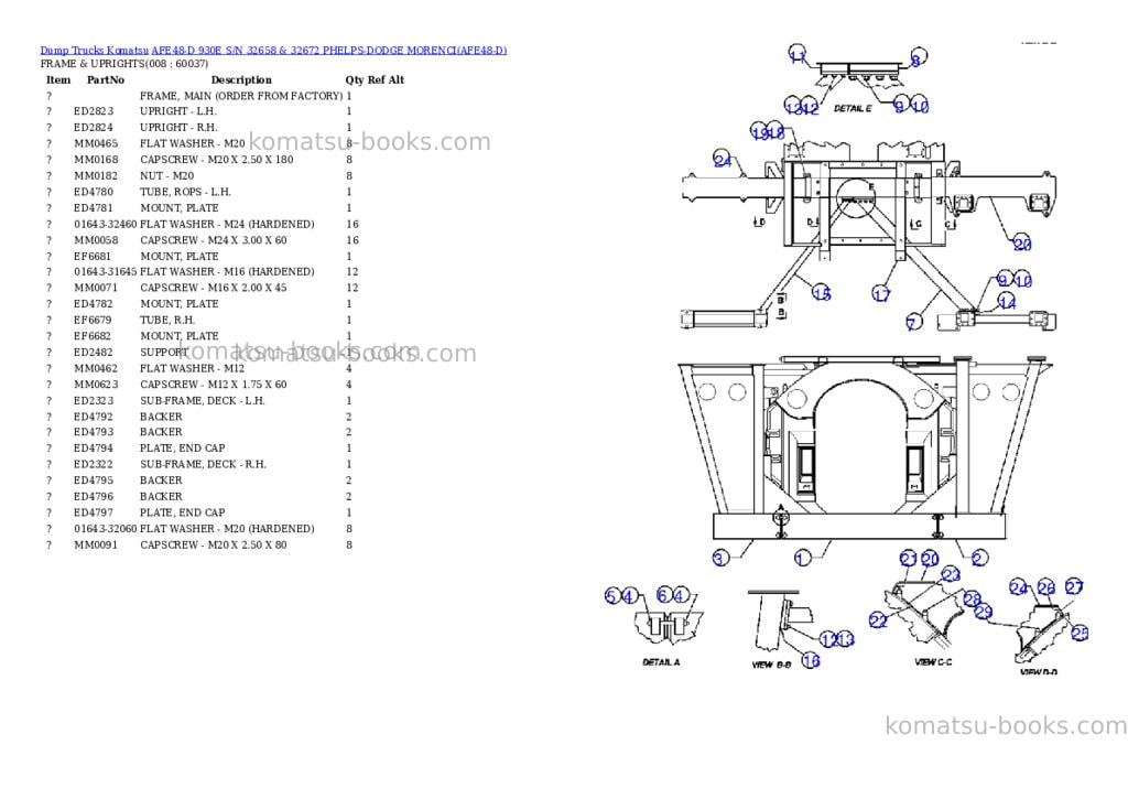 Komatsu afe48-d 930e s/n 32658 & 32672 phelps-dodge morenci Parts catalog cover Page 4 Komatsu afe48-d 930e s/n 32658 & 32672 phelps-dodge morenci Parts catalog cover Page 4