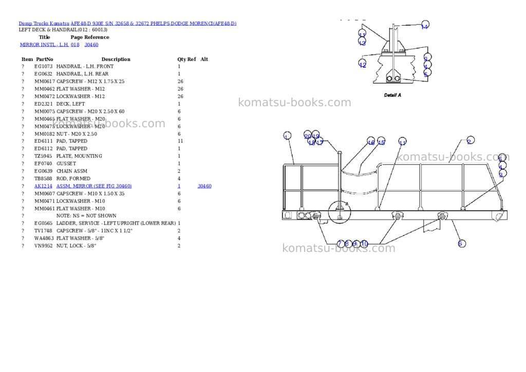 Komatsu afe48-d 930e s/n 32658 & 32672 phelps-dodge morenci Parts catalog cover Page 6 Komatsu afe48-d 930e s/n 32658 & 32672 phelps-dodge morenci Parts catalog cover Page 6