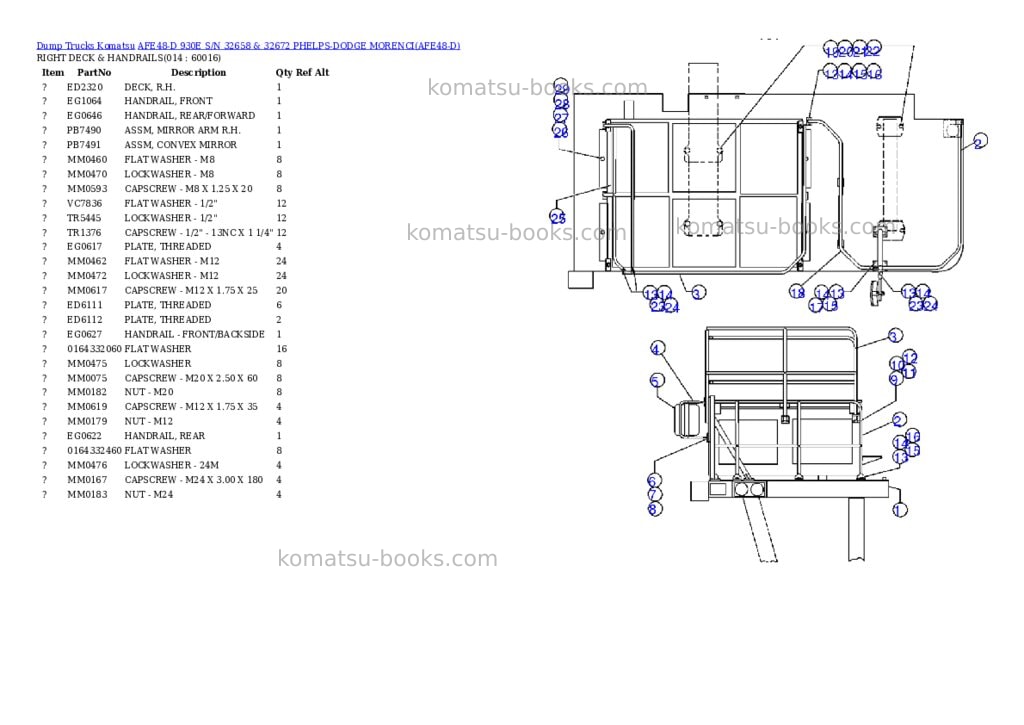 Komatsu afe48-d 930e s/n 32658 & 32672 phelps-dodge morenci Parts catalog cover Page 7 Komatsu afe48-d 930e s/n 32658 & 32672 phelps-dodge morenci Parts catalog cover Page 7
