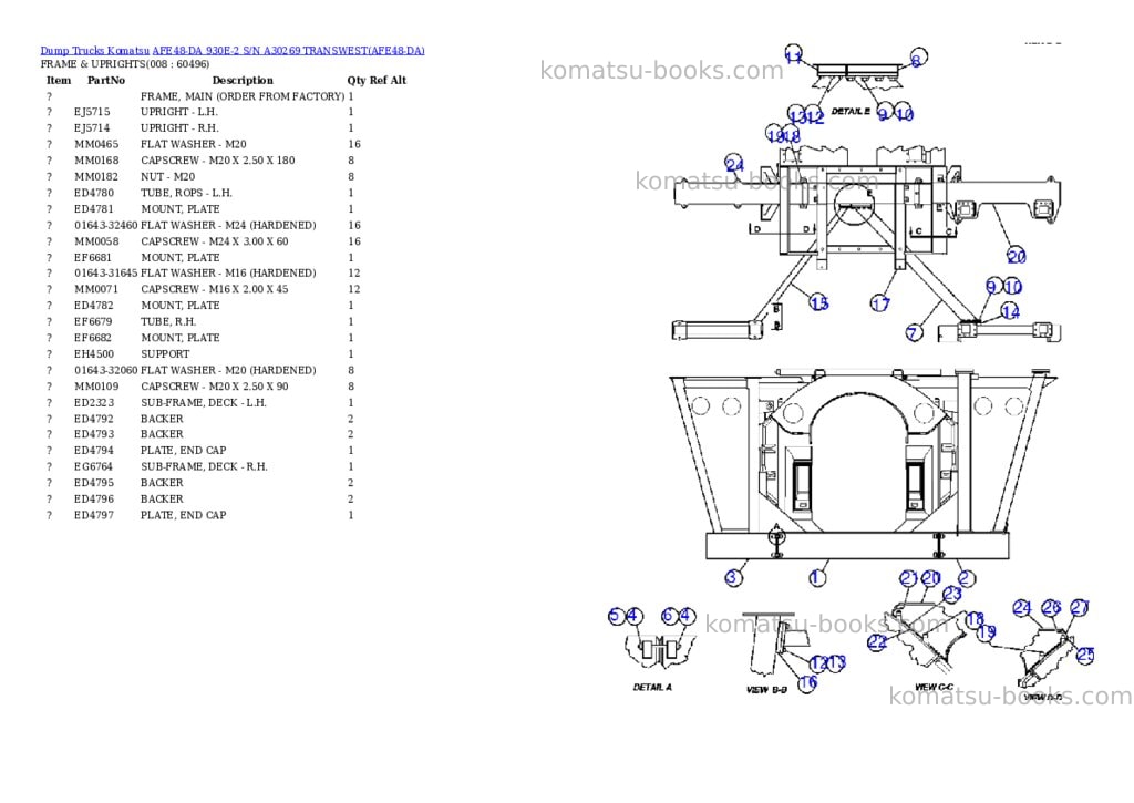 Komatsu afe48-da 930e-2 s/n a30269 transwest Parts catalog cover Page 4