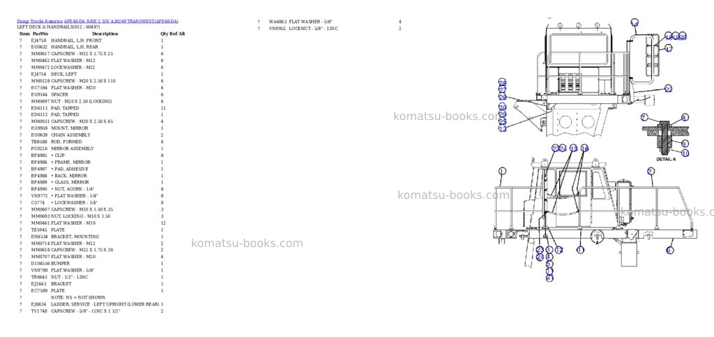 Komatsu afe48-da 930e-2 s/n a30269 transwest Parts catalog cover Page 6