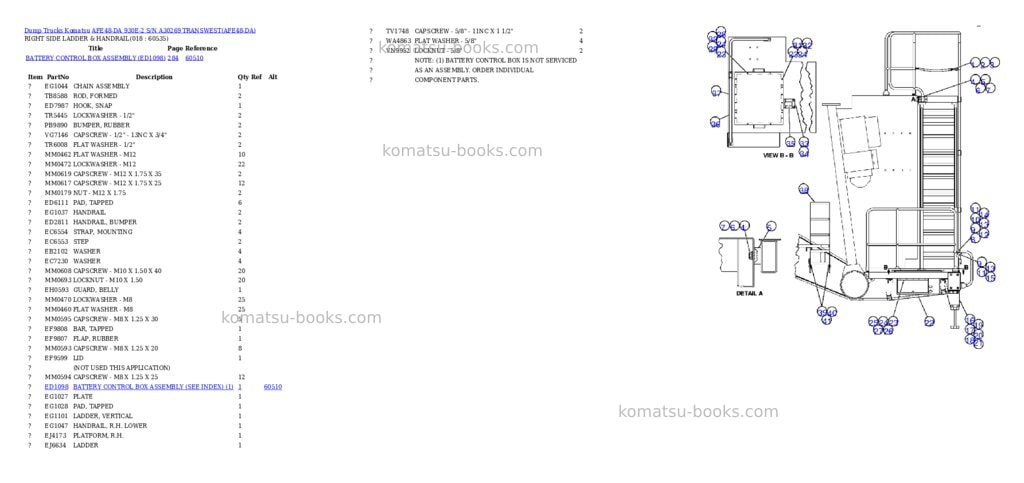 Komatsu afe48-da 930e-2 s/n a30269 transwest Parts catalog cover Page 8