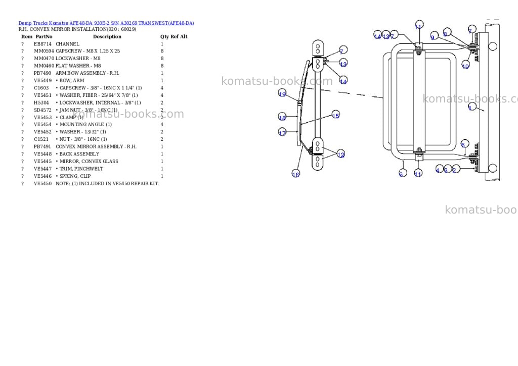 Komatsu afe48-da 930e-2 s/n a30269 transwest Parts catalog cover Page 9