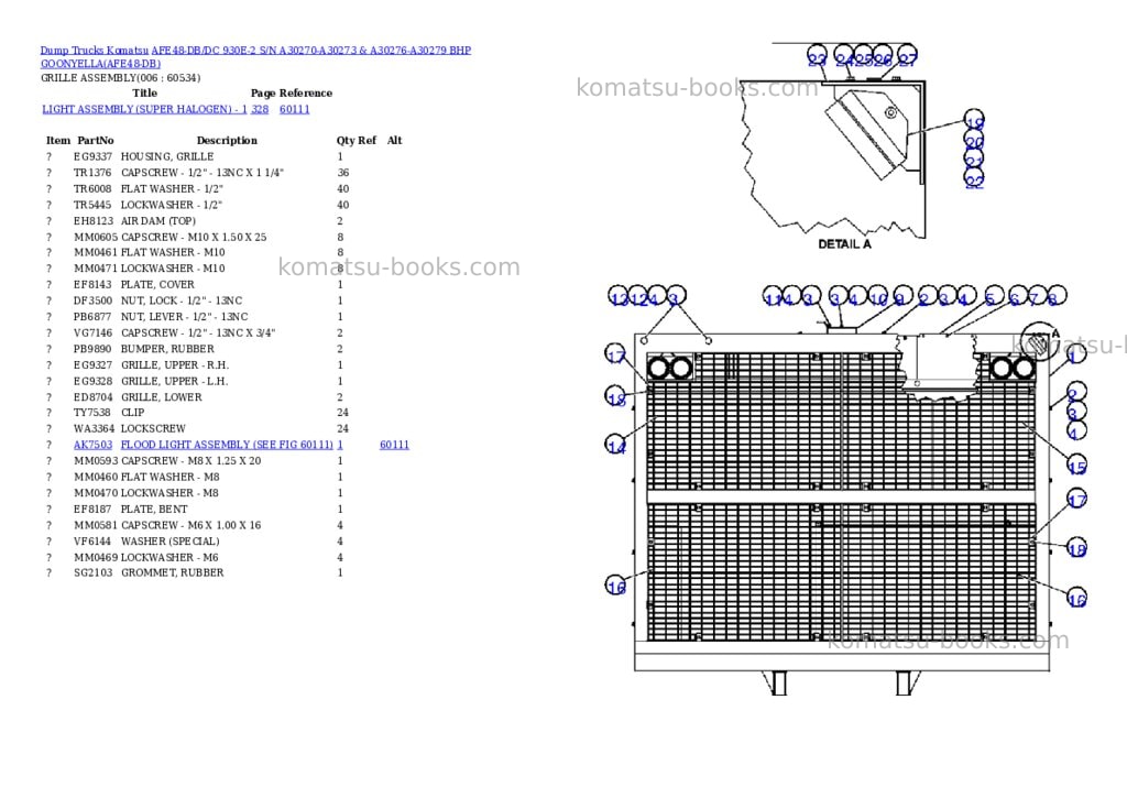 Komatsu afe48-db/dc 930e-2 s/n a30270-a30273 & a30276-a30279 bhp goonyella Parts catalog cover Page 3
