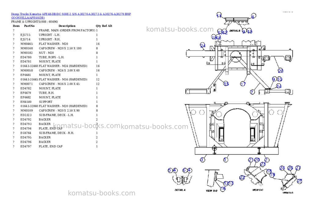 Komatsu afe48-db/dc 930e-2 s/n a30270-a30273 & a30276-a30279 bhp goonyella Parts catalog cover Page 4