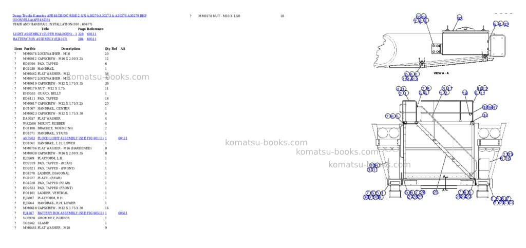 Komatsu afe48-db/dc 930e-2 s/n a30270-a30273 & a30276-a30279 bhp goonyella Parts catalog cover Page 5