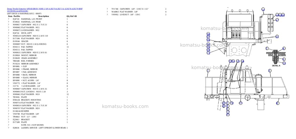 Komatsu afe48-db/dc 930e-2 s/n a30270-a30273 & a30276-a30279 bhp goonyella Parts catalog cover Page 6