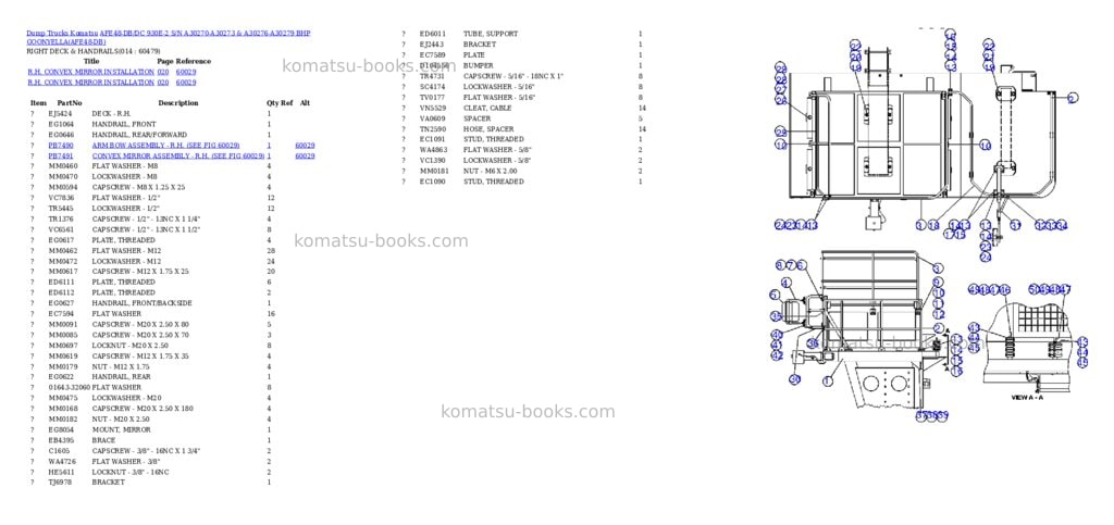 Komatsu afe48-db/dc 930e-2 s/n a30270-a30273 & a30276-a30279 bhp goonyella Parts catalog cover Page 7