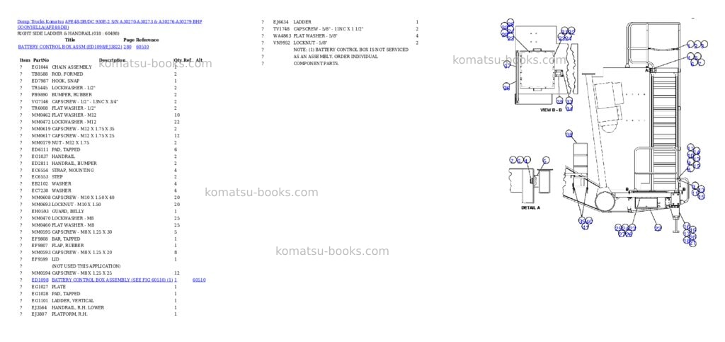 Komatsu afe48-db/dc 930e-2 s/n a30270-a30273 & a30276-a30279 bhp goonyella Parts catalog cover Page 8