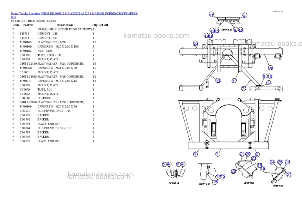 Komatsu afe48-dd 930e-2 s/n a30274-a30275 & a30282 fording river Parts catalog cover Page 4 Komatsu afe48-dd 930e-2 s/n a30274-a30275 & a30282 fording river Parts catalog cover Page 4