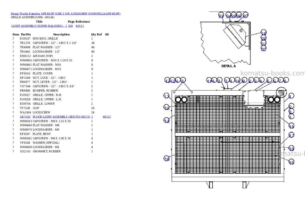 Komatsu afe48-df 930e-2 s/n a30284 bhp goonyella Parts catalog cover Page 3