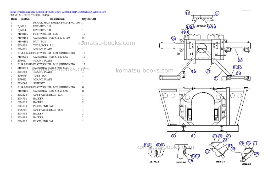 Komatsu afe48-df 930e-2 s/n a30284 bhp goonyella Parts catalog cover Page 4