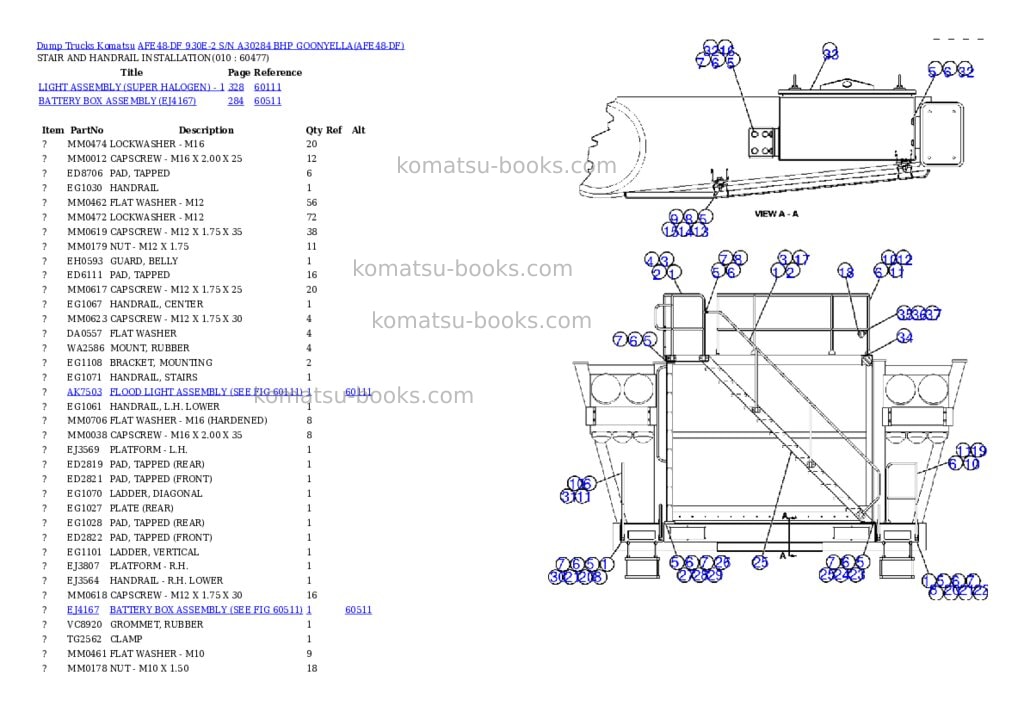 Komatsu afe48-df 930e-2 s/n a30284 bhp goonyella Parts catalog cover Page 5