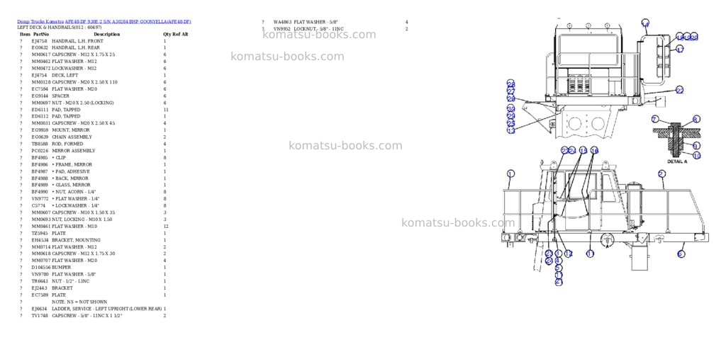 Komatsu afe48-df 930e-2 s/n a30284 bhp goonyella Parts catalog cover Page 6