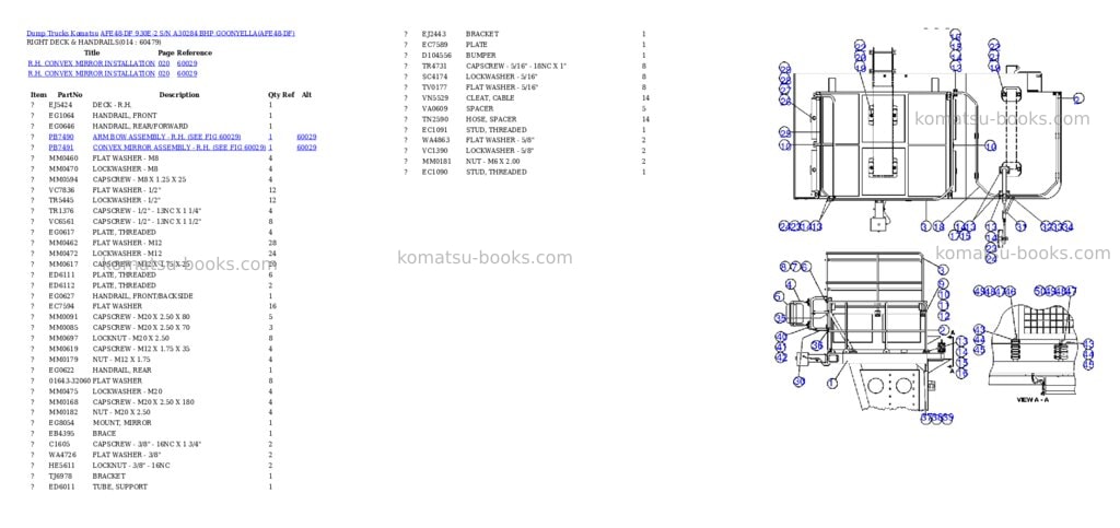 Komatsu afe48-df 930e-2 s/n a30284 bhp goonyella Parts catalog cover Page 7