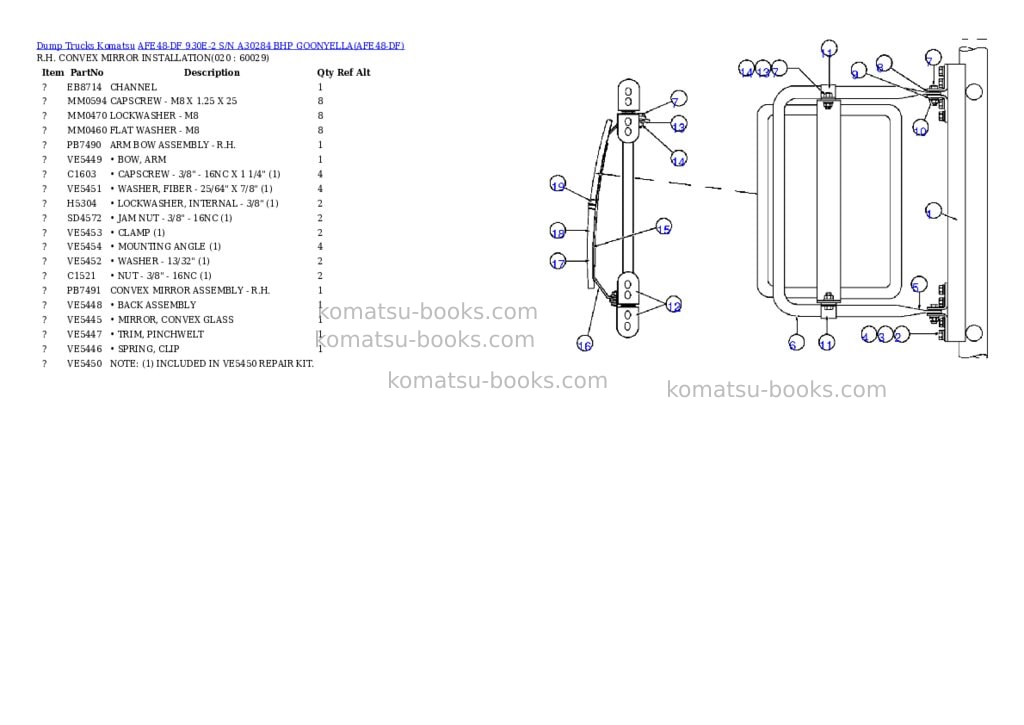 Komatsu afe48-df 930e-2 s/n a30284 bhp goonyella Parts catalog cover Page 9