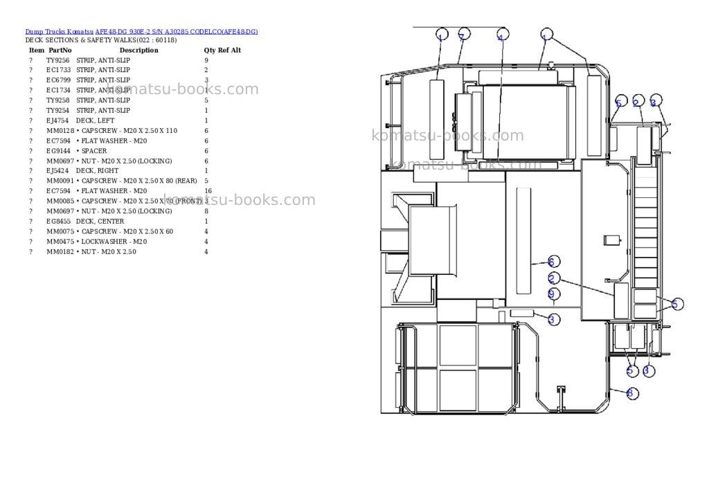 Komatsu afe48-dg 930e-2 s/n a30285 codelco Parts catalog cover Page 10