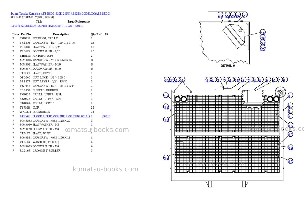 Komatsu afe48-dg 930e-2 s/n a30285 codelco Parts catalog cover Page 3