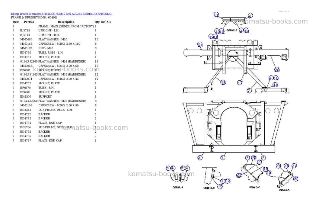 Komatsu afe48-dg 930e-2 s/n a30285 codelco Parts catalog cover Page 4