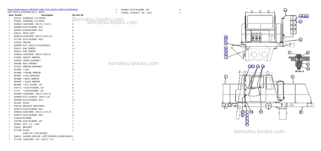 Komatsu afe48-dg 930e-2 s/n a30285 codelco Parts catalog cover Page 6