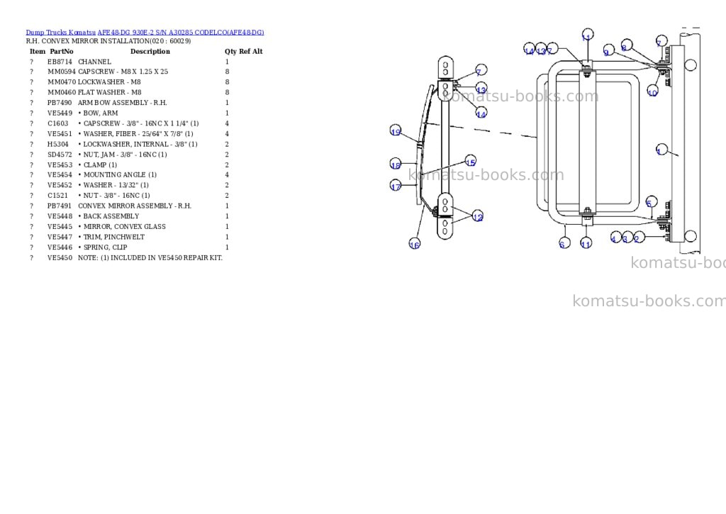 Komatsu afe48-dg 930e-2 s/n a30285 codelco Parts catalog cover Page 9