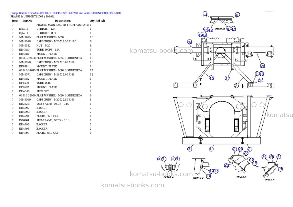 Komatsu afe48-dh 930e-2 s/n a30280 and a30283 suncor Parts catalog cover Page 4