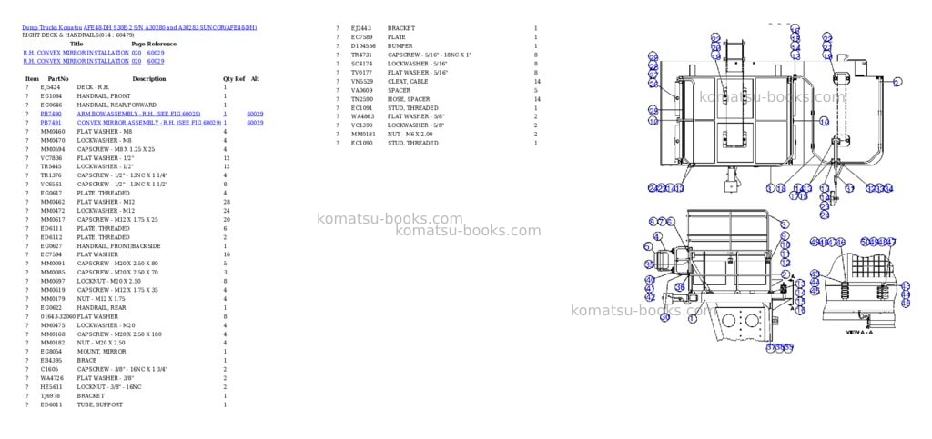 Komatsu afe48-dh 930e-2 s/n a30280 and a30283 suncor Parts catalog cover Page 7