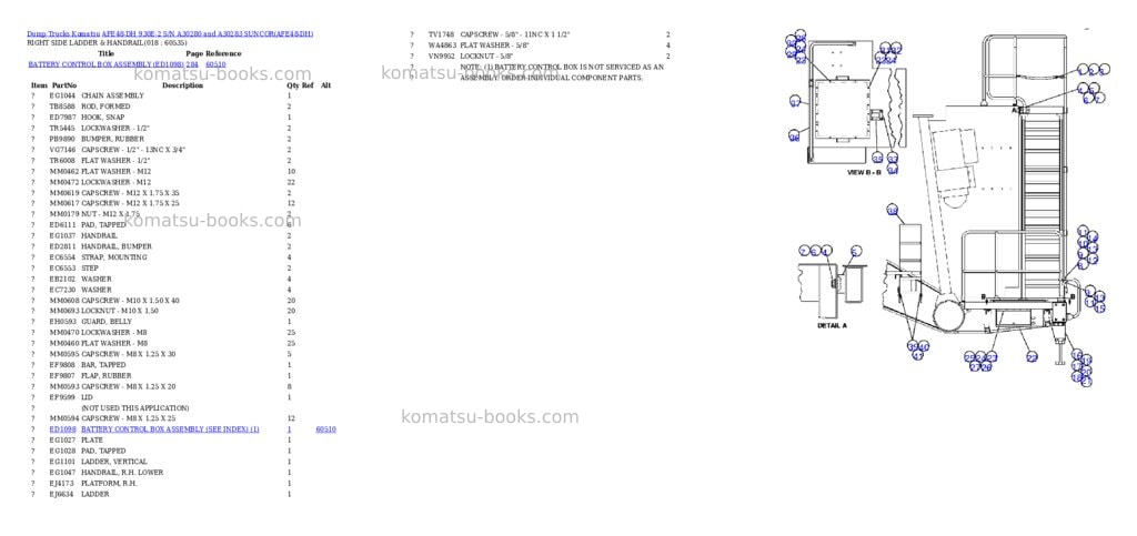 Komatsu afe48-dh 930e-2 s/n a30280 and a30283 suncor Parts catalog cover Page 8