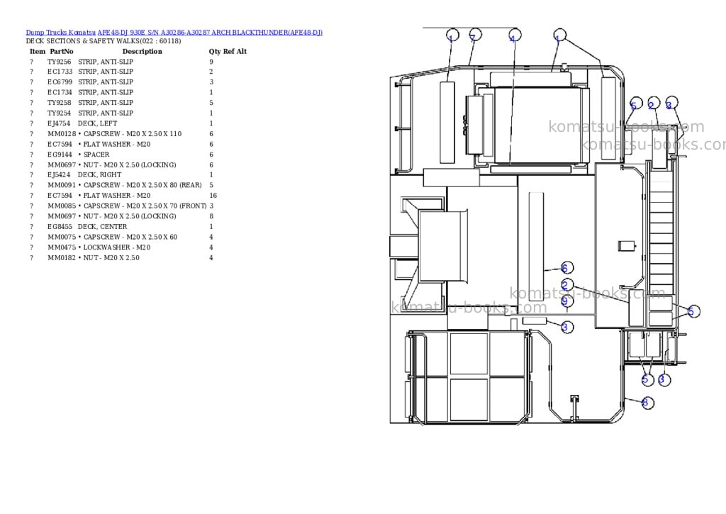 Komatsu afe48-dj 930e s/n a30286-a30287 arch blackthunder Parts catalog cover Page 10 Komatsu afe48-dj 930e s/n a30286-a30287 arch blackthunder Parts catalog cover Page 10