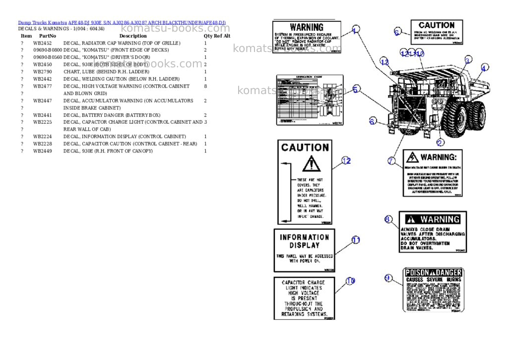Komatsu afe48-dj 930e s/n a30286-a30287 arch blackthunder Parts catalog cover Page 2 Komatsu afe48-dj 930e s/n a30286-a30287 arch blackthunder Parts catalog cover Page 2