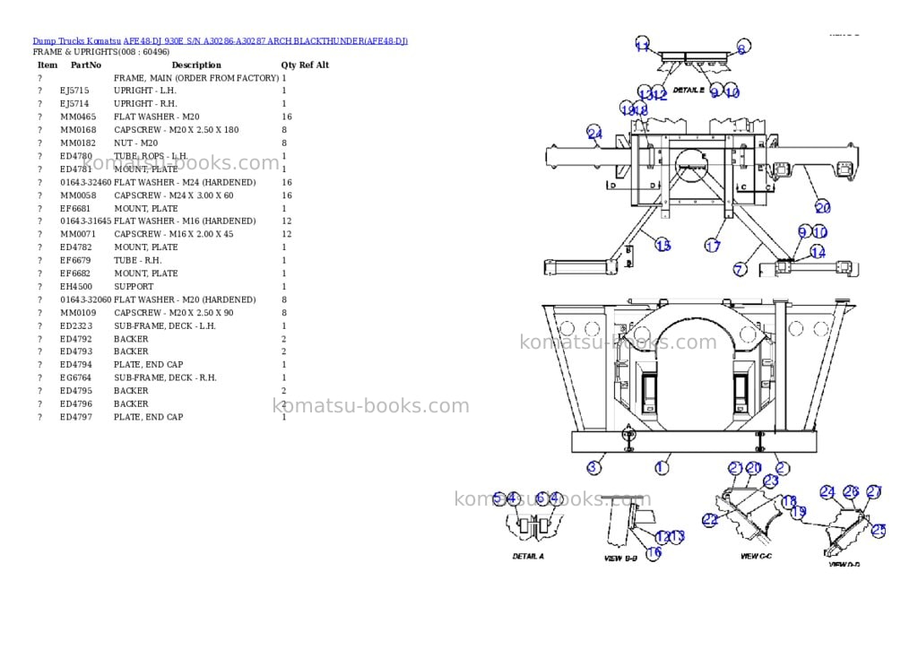 Komatsu afe48-dj 930e s/n a30286-a30287 arch blackthunder Parts catalog cover Page 4 Komatsu afe48-dj 930e s/n a30286-a30287 arch blackthunder Parts catalog cover Page 4