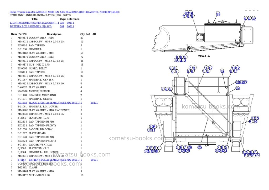 Komatsu afe48-dj 930e s/n a30286-a30287 arch blackthunder Parts catalog cover Page 5 Komatsu afe48-dj 930e s/n a30286-a30287 arch blackthunder Parts catalog cover Page 5