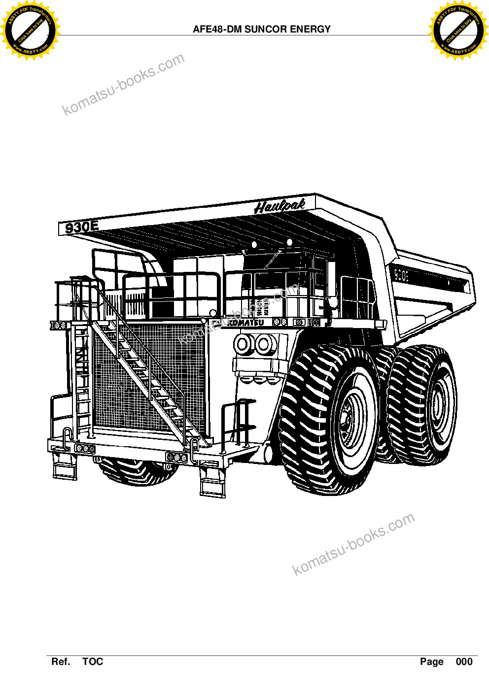 Komatsu afe48-dm 930e-2 s/n a30291 suncor energy Parts catalog cover