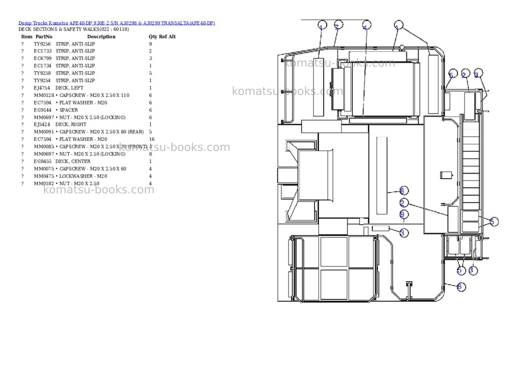 Komatsu afe48-dp 930e-2 s/n a30298 & a30299 transalta Parts catalog cover Page 10