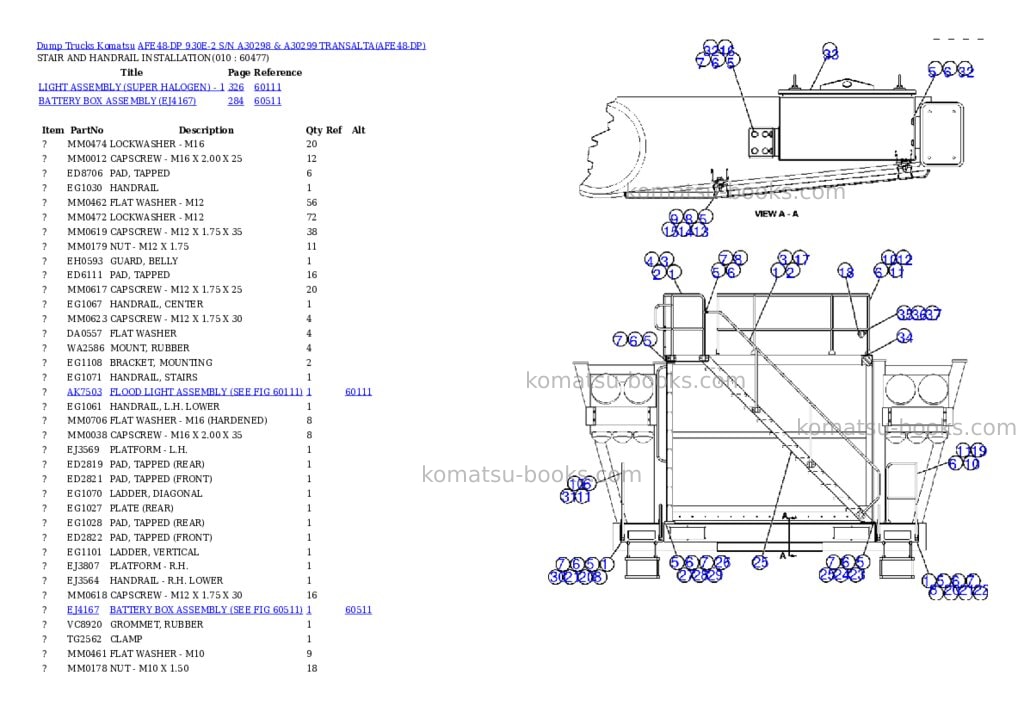 Komatsu afe48-dp 930e-2 s/n a30298 & a30299 transalta Parts catalog cover Page 5