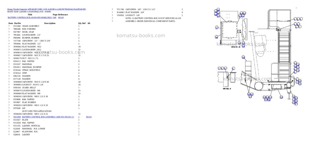 Komatsu afe48-dp 930e-2 s/n a30298 & a30299 transalta Parts catalog cover Page 8